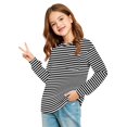 thumbnail image 5 of Tunic shirts for Girls Crewneck Striped Print Shirts Long Sleeve Color Block Sweatshirt Pullover Fashion Spring Outfits Clothes, 5 of 6