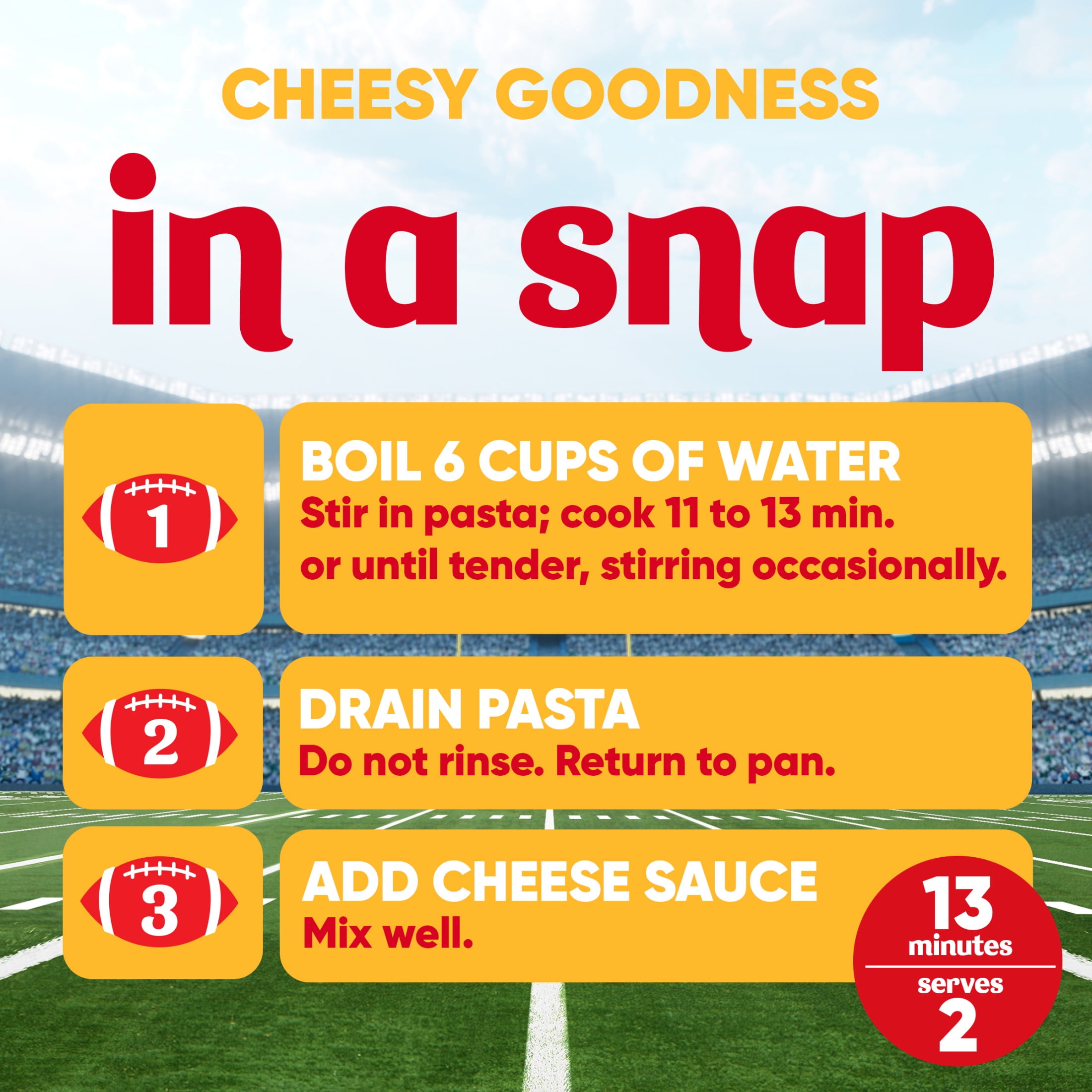 (2 pack) Velveeta Football Shapes and Cheese Mac and Cheese, 1 Box, for Easy Dinner or Dinner Sides, Made with Real Cheese, 10 oz