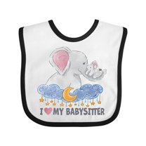 Inktastic I Love My Babysitter Elephant Family Boys or Girls Baby Bib