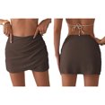 thumbnail image 3 of Jupe pour Femmes Jupe Taille Haute Jupe Portefeuille Froncée Jupe Courte Brun TG, 3 of 7