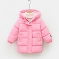 thumbnail image 2 of IVEYRTF Winter Childrens Medium Length Thickened Warm Jacket for Boys and Girls Hooded Long Sleeve Coat Cold Weather Outerwear Kids Puffer Coat(Pink,11 Years), 2 of 8