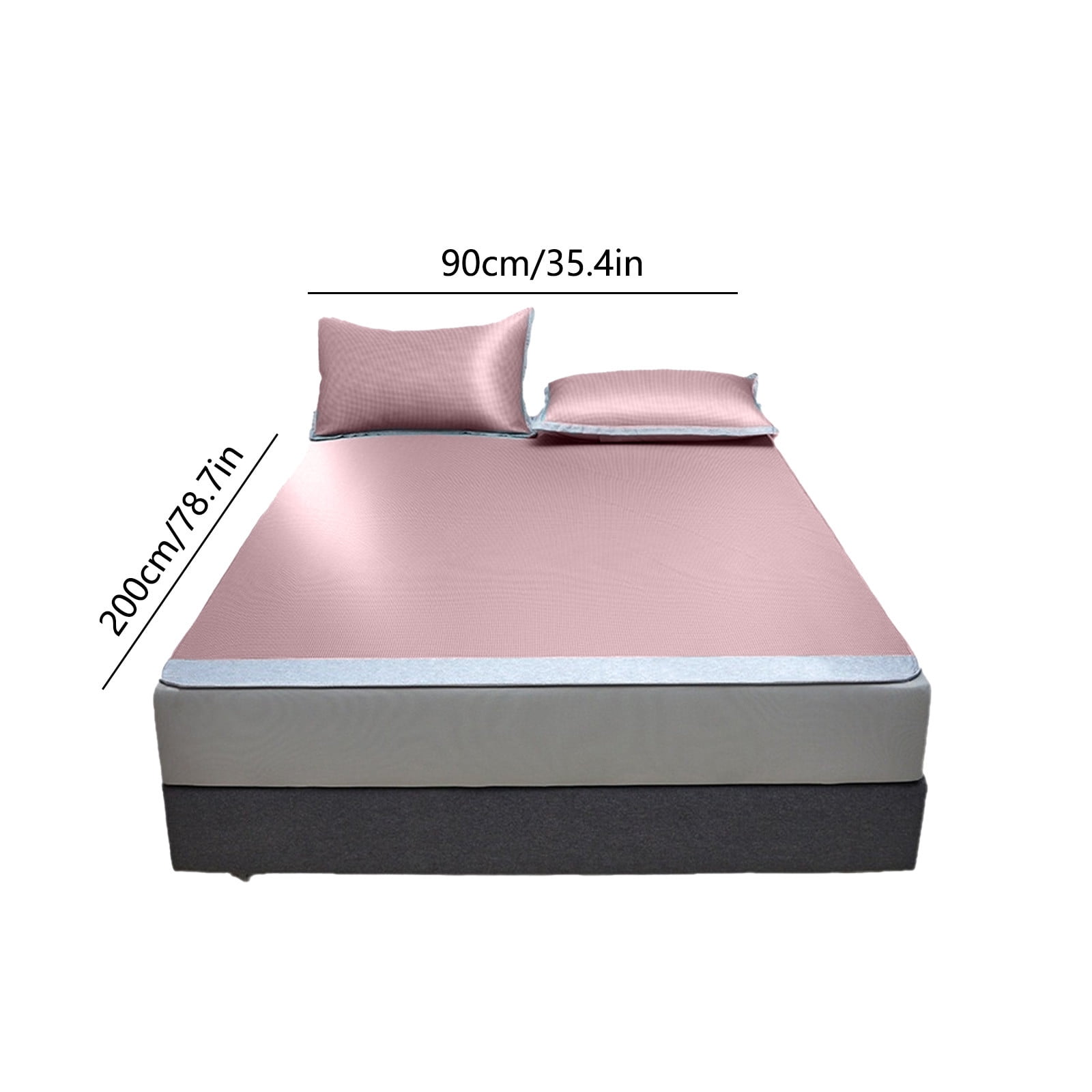 Weloille Ice Silk Cool Mat 90x200cm, Breathable Summer Sleeping Mat with Pillowcase, Machine Washable, 100% Polyester, Multiple Colors (Blue, Pink, Coffee, Green, Gray) for Ultimate Comfort