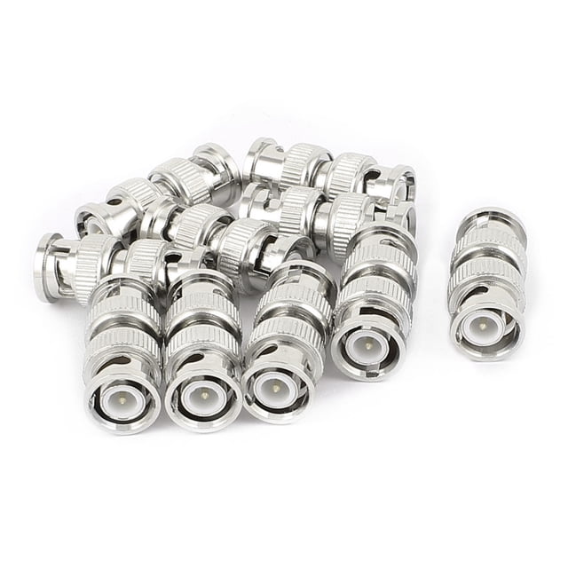 10 Pcs Conector Adaptador Recto BNC Macho a Macho Coaxial de Seguridad CCTV