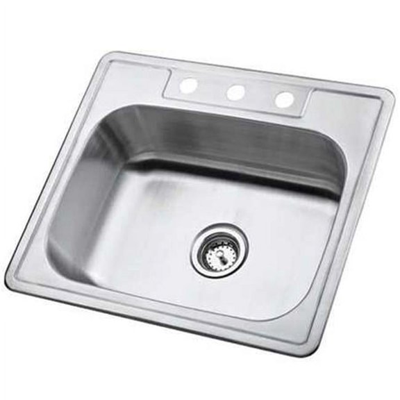 Gourmetier  Self-Rimming Single Bowl Kitchen Sink  Brushed Nickel