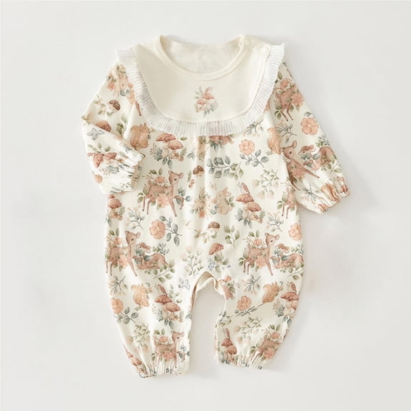 6 Months Newborn Baby Boy Girl Romper Long Sleeve Outfits Jumpsuit Clothes Bodysuit One-Piece Romper Khaki