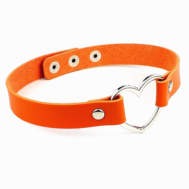 Collar con forma de corazón de melocotón de cuero sintético negro para mujer, estilo japonés, estilo punk, estilo harajuku, para discoteca, para chica suave