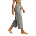 thumbnail image 7 of QIYAGBSA Women's Wide Leg Capri Pants Button Front Elastic Back Waist Side Pockets Summer Casual Wear (Gray, S), 7 of 7
