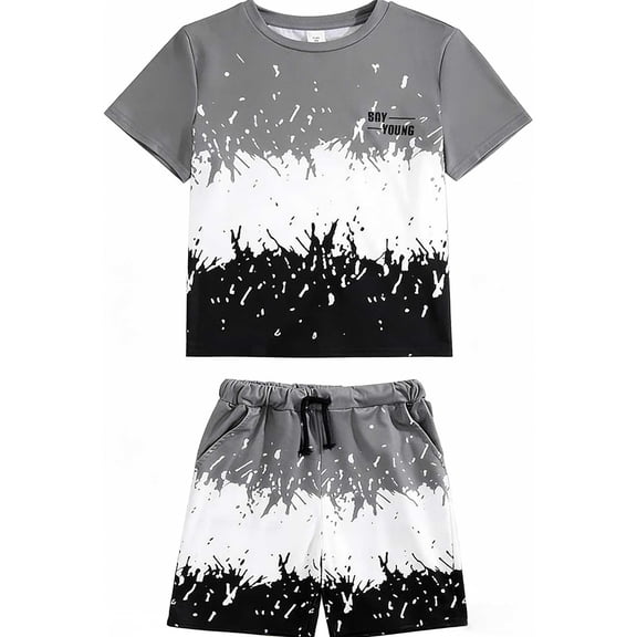 Hienoo Boys Outfits Casual Short Sleeve T-Shirt Shorts Set Summer Clothes Sets, Sizes 2-14