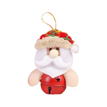 

MCat Christmas Pendant Increase Festive Atmosphere Cloth Santa Claus Holding Bells Doll for Home
