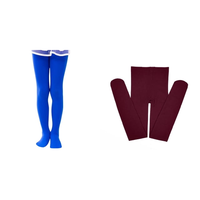 2 Pack(BU2 1PCS & RD2 1PCS) Multipack for Leggings Pantihose Stretchy Basic Full Length Ballet Dance Pants Pantyhose for Spring Summer Stocking
