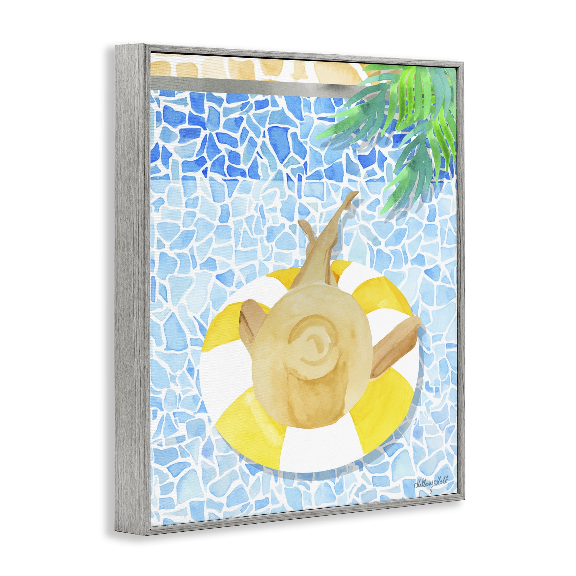 Stupell Industries Summer Poolside Drift Gray Framed Giclee Art, design by Hillary Holt