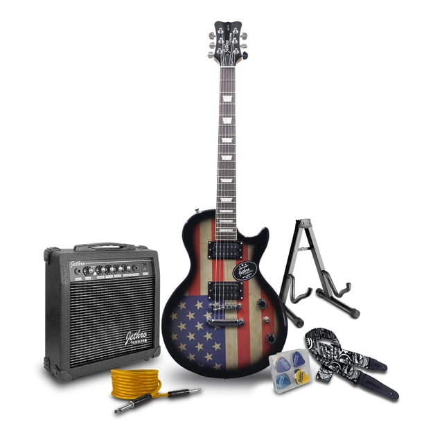 Paquete Guitarra Electrica Jethro Series By Steelpro 069-sk Color USA BURST Material del diapasón ALAMO NEGRO LAMINADO Orientación de la mano Diestro