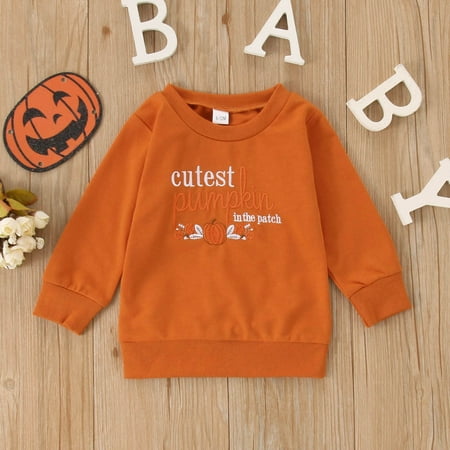 

Yiwula Toddler Boys Girls Cartoon Pumpkin Embroider Causal Round Neck T Shirt Sweatshirt Long Sleeved Top Children s Clothing