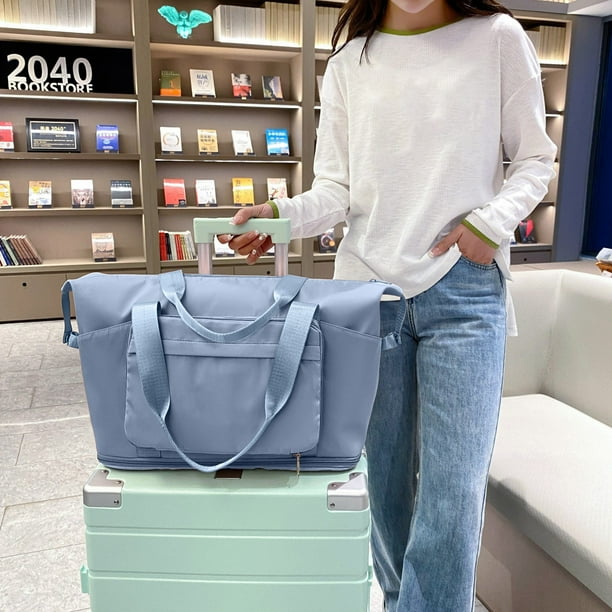 Bolsa de viaje para equipaje de mano, plegable, con separación de humedad y humedad para viajes de fin de semana y días de playa. Almacenamiento deportivo morado para el hogar, organización y almacena