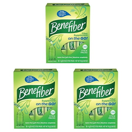 Benefiber Sugar Free Drink Mix Stick Packs, Taste Free - 28 Ea, 3 Pack