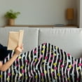thumbnail image 3 of Colorful Soft Flannel Fleece Throw Blanket, Hand Drawn Grunge Inspired Composition of Circles and Dots on Stripped Backdrop, Cozy Plush for Indoor and Outdoor Use, 50" x 60", Multicolor, by Ambesonne, 3 of 5