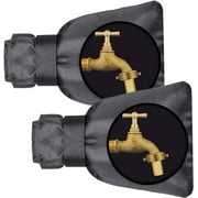 WOVTE Outdoor Faucet Covers for Winter, 2 PCS 6"x 9" Reusable Outside Faucet Insulated Cover Socks, Freeze Protection Garden Hose Cover Socks for Wall Taps Outside