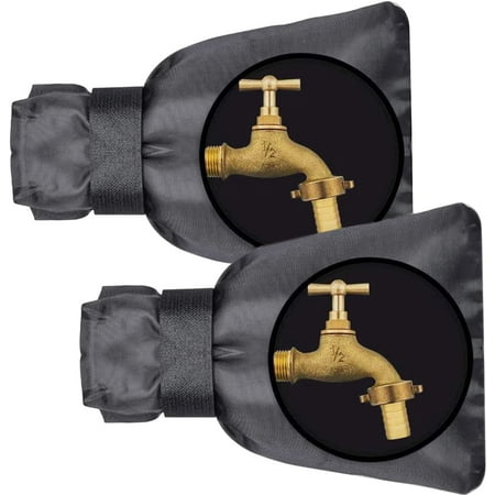 WOVTE Outdoor Faucet Covers for Winter, 2 PCS 6"x 9" Reusable Outside Faucet Insulated Cover Socks, Freeze Protection Garden Hose Cover Socks for Wall Taps Outside