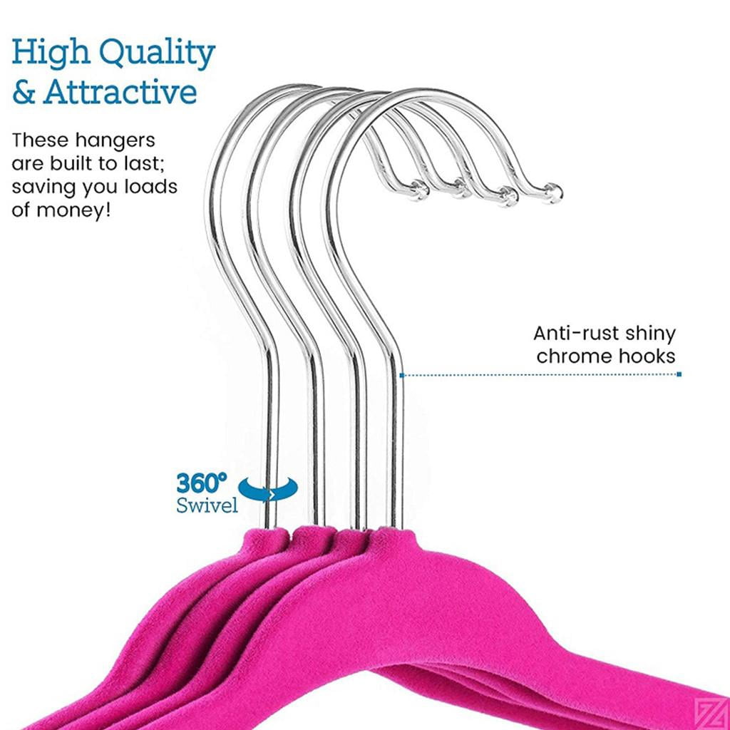 Velvet Non-Slip Clothes Hangers, Hangers, 16 In, Thin Profile, Bedroom Storage, Blush Pink, 20 Pc