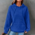 thumbnail image 2 of Kaprioy Womens Hoodies Casual Long Sleeve Drawstring Waffle Pullover Tops Loose Hooded Sweatshirt with Pocket Fall Fashion Clothing Blue, XXL, 2 of 7