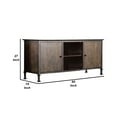 thumbnail image 4 of 60" Wooden And Metal Frame TV Stand With 2 Open Shelves, Brown, 4 of 4