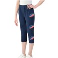 thumbnail image 4 of ZACPNCV Girls Capri Leggings Independence Day Print High Waist Kids Leggings Athletic Sports Workout Dance Tights Cropped Pants Navy 8-9 Years, 4 of 9