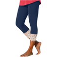 thumbnail image 1 of 2DXuixsh Pantalon pour Femmes Femmes Leggings Taille Haute Pantalon d'Été de Plage Pantalon Décontracté d'Exercice Leggings Extensibles Pantalon Court en Dentelle Bleu Foncé Taille m, 1 of 5