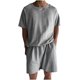 thumbnail image 1 of Conjunto de Pantalones Cortos Deportivos para Hombres, Cuello Redondo de Manga Corta de Moda para el Desgaste Casual Y de Playa, Traje de Poliéster Suave, 1 of 9