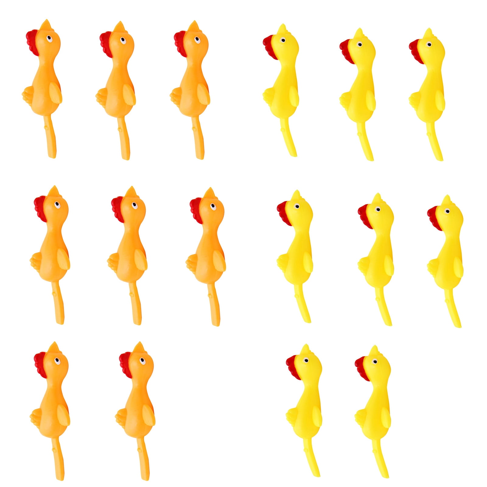 4PCS=2Orange+2Yellow Ejection Chicken Toy Light Rubber Stretch Slingshot Finger Flying Toy Creative Prank Game to Relieve Stress for Children Adults Men Women 