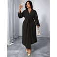 thumbnail image 5 of Wedding Guests Dresses Women Formal Maxi Dress Plus Size Twist Front V-Neck Wrap Cocktail Dress Evening Party Black XXL, 5 of 9