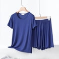 thumbnail image 5 of FAIWAD Pajama Sets for Women 2 Piece Short Sleeve Tops and Elastic Shorts Soft Lounge Home Wear, 5 of 6