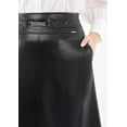 thumbnail image 4 of Vegan Leather Maxi Black Skirt with Pockets and Metal Accessories Around Waist, 4 of 5