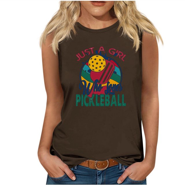 Débardeur pour Femmes Mode Décontractée Blouses Imprimées Baseball Col Rond T-Shirt Sans Manches