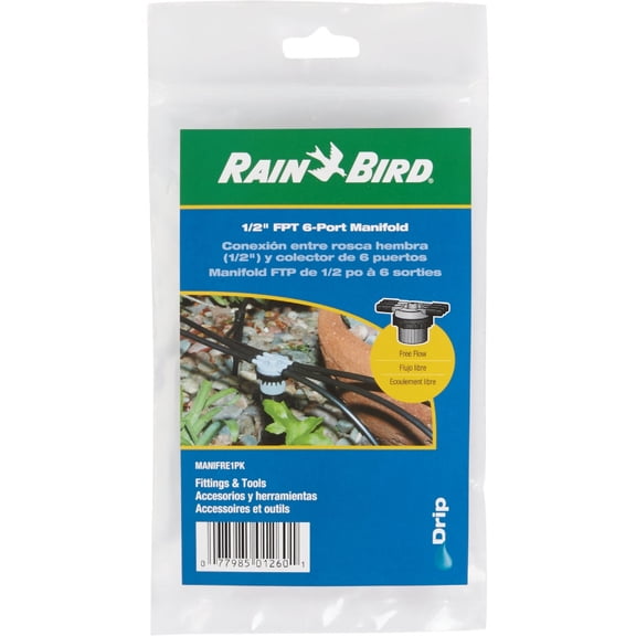 Rain Bird MANIFRE6S Drip Irrigation 6-Port Manifold, Unregulated Free Flow