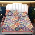thumbnail image 6 of Jeiento Colorful Boho Floral Tile Print 3 Piece Bed Sheet Set, Deep Pocket Fitted Sheet with 2 Pillow Shams, Soft Breathable Bedding Collection for Bedroom Guest Room, King Size, 6 of 7