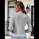 thumbnail image 4 of Cárdigan de Punto con Cuello en V, Larga y Botones para Mujer, Gris, Talla S, 4 of 9