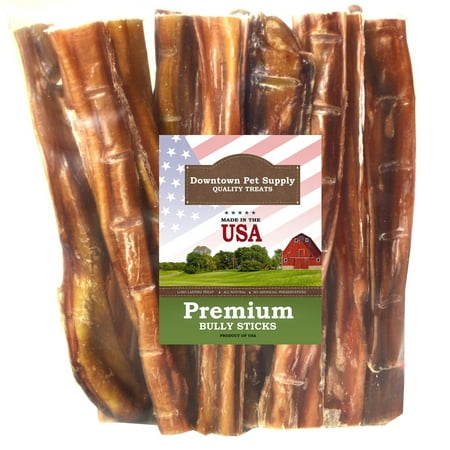 Downtown Pet Supply Best Free Range 6 & 12 American Bully Sticks for Dogs Made in USA - Odorless Dog Dental Chew Treats, High in Protein, Great Alternative to Rawhides 6 100