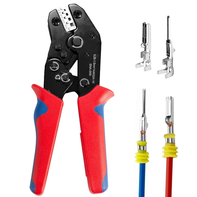 Herramienta de prensado de cables Amliber Ratchet para terminal de barril abierto