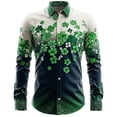 thumbnail image 4 of CONZONE St. Patrick's Day Mens Buttons Down Shirts Long Sleeve Shirts for Men Trendy Green Clover Graphic Lapel Soft Lightweight Tops, 4 of 4