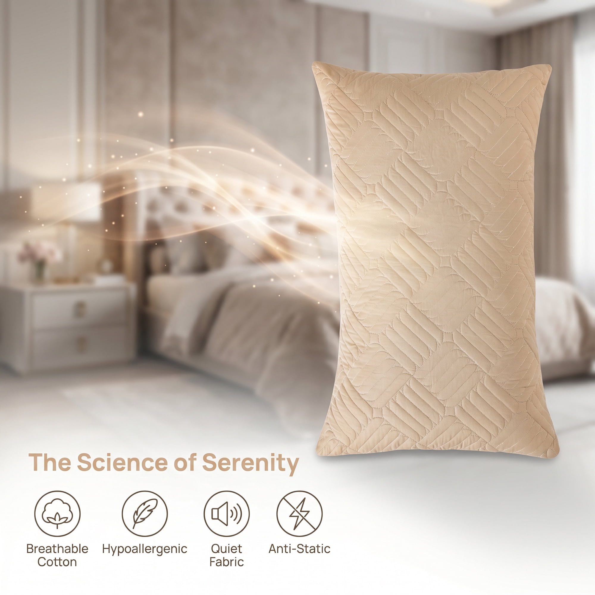 Unique Bargains 2Pcs Standard Size Breathable Cotton Pillow Protectors Queen Gold