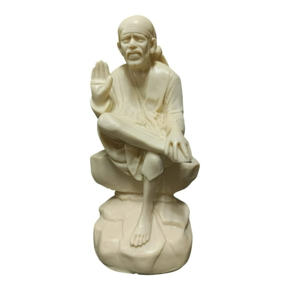 Marble Sai Baba Statue Shirdi Sai Idol Murti for Home Pooja Gifted Office -7 inch