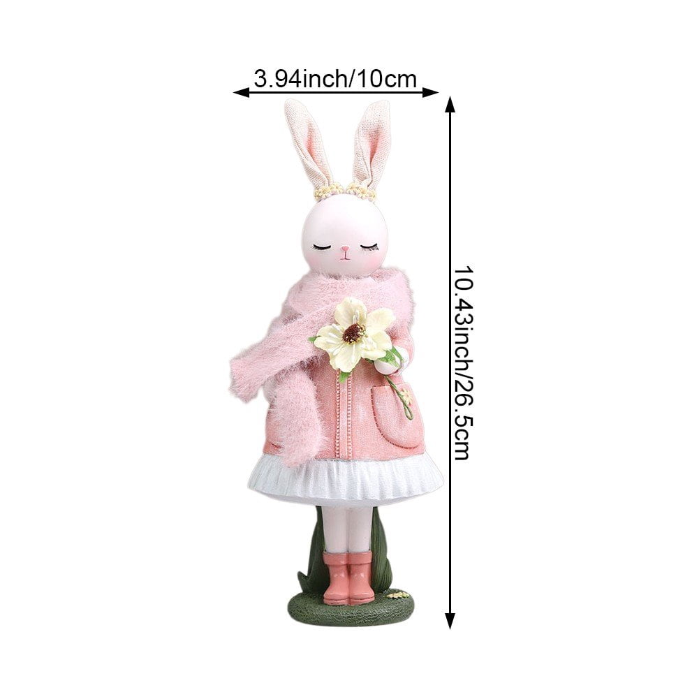 Jiibva Easter Bunny Statue Resin Rabbit Ornaments Cartoon Bunny Desktop Decor Rabbit Home Ornaments Bunny Easter Party Decor