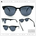 thumbnail image 2 of Classic Half Rim Round Horned High Temple Rectangular Sunglasses Matte Black - Black, 2 of 7