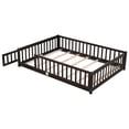 thumbnail image 5 of Alvantor Full Size Montessori Floor Bed for Kids with Door and Fence, Rubber Wood Toddler Platform Bed Frame, No Box Spring Needed, Espresso, 5 of 7