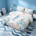 thumbnail image 3 of Erosebridal Coastal Seahorse Bed Spread Queen, Ocean Animal Queen Coverlet Set, Gray Reversible 3-Piece, 1 Quilt and 2 Pillowcases, 3 of 7