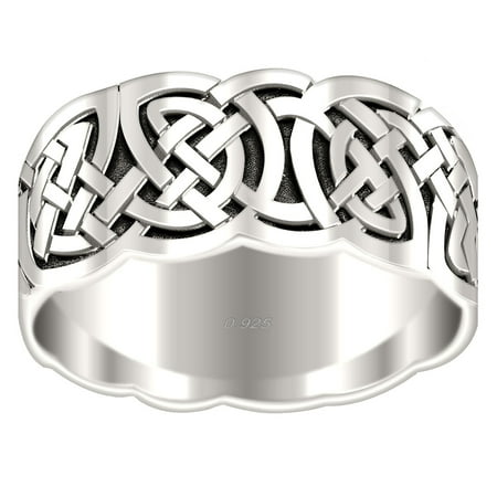 Men's 0.925 Sterling Silver Irish Celtic Love Knot Ring Band