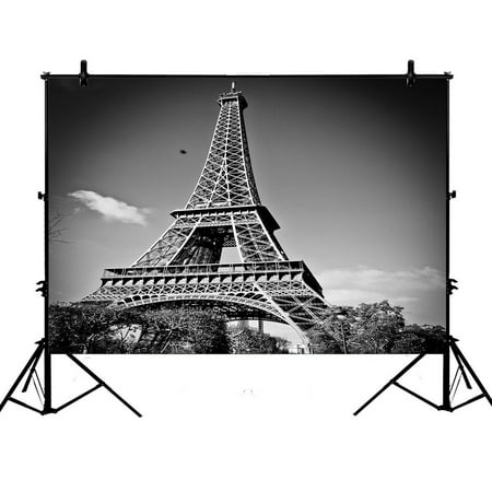 Image of YKCG 7x5ft Romantic Night Eiffel Tower City Landmark Photography Backdrops Polyester Photography Props Studio Photo Booth Props