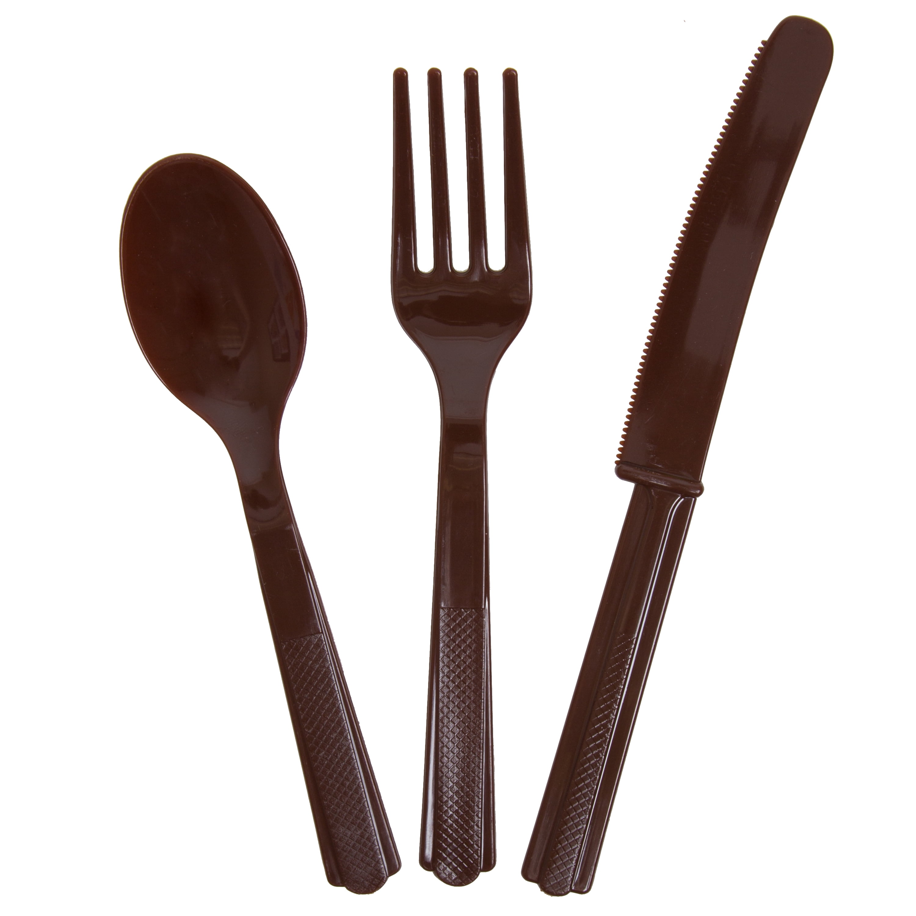Unique Industries Assorted Plastic Silverware for 6, Brown, 18pc