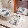 thumbnail image 4 of Brown Blue Bath Mat 3 Piece Bathroom Rug Set, Vintage Abstract Art Modern Non Slip Bath Rug Contour Mat and Toilet Lid Cover, Absorbent Shower Mats Soft Bath Rugs and Mats Sets, 4 of 8