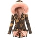 thumbnail image 3 of Chaqueta de algodón de otoño e invierno para mujer con cuello de piel y cordón, abrigo de camuflaje, chaqueta de algodón cálida para mujer, 3 of 5